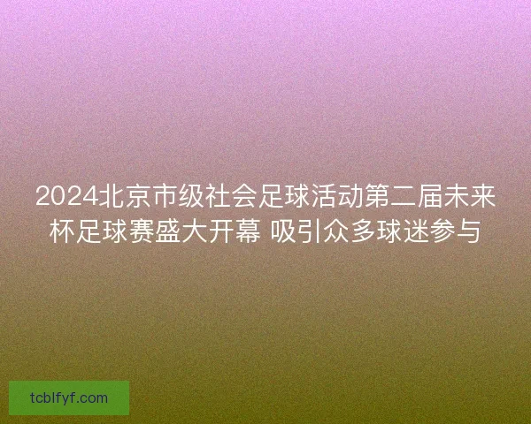 2024北京市级社会足球活动第二届未来杯足球赛盛大开幕 吸引众多球迷参与 2024北京市级社会足球活动第二届未来杯足球赛盛大开幕 吸引众多球迷参与